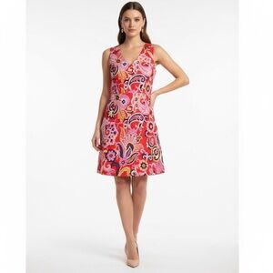 JULIE BROWN NYC Sheath Dress Red Paisley Floral Sleeveless NWT Wedding SZ 10 NEW